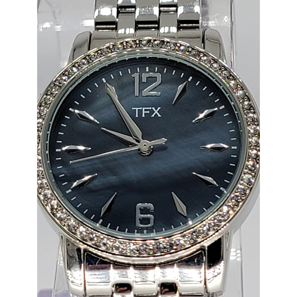 Bulova TFX Silver Tone Mother of Pearl  Swarovski Crystals Women's Watch